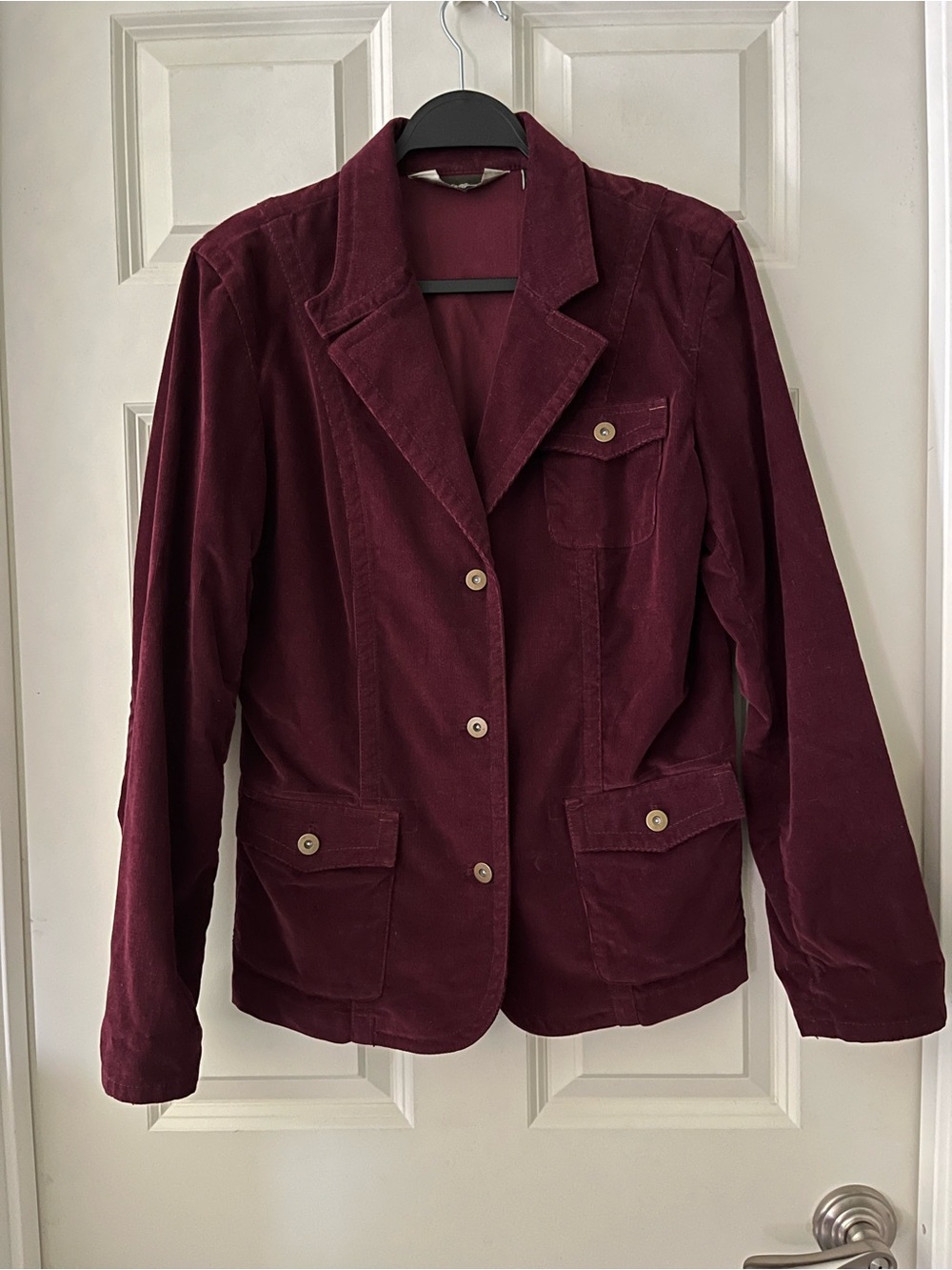 Eddie Bauer Rich Maroon Corduroy Utility Blazer Jacket Coat Boho Academia 10